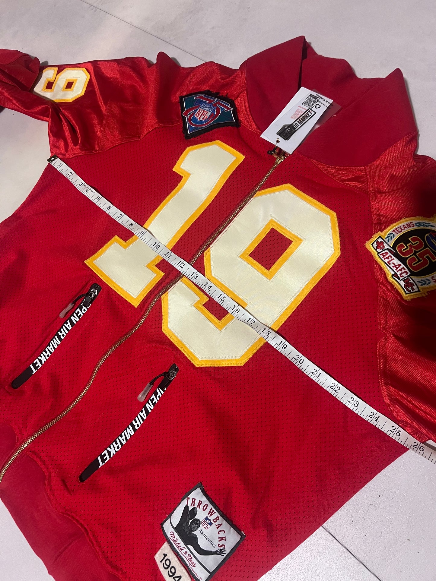 Upcycled M&N Kansas City Raglan Jacket Joe Montana size Large