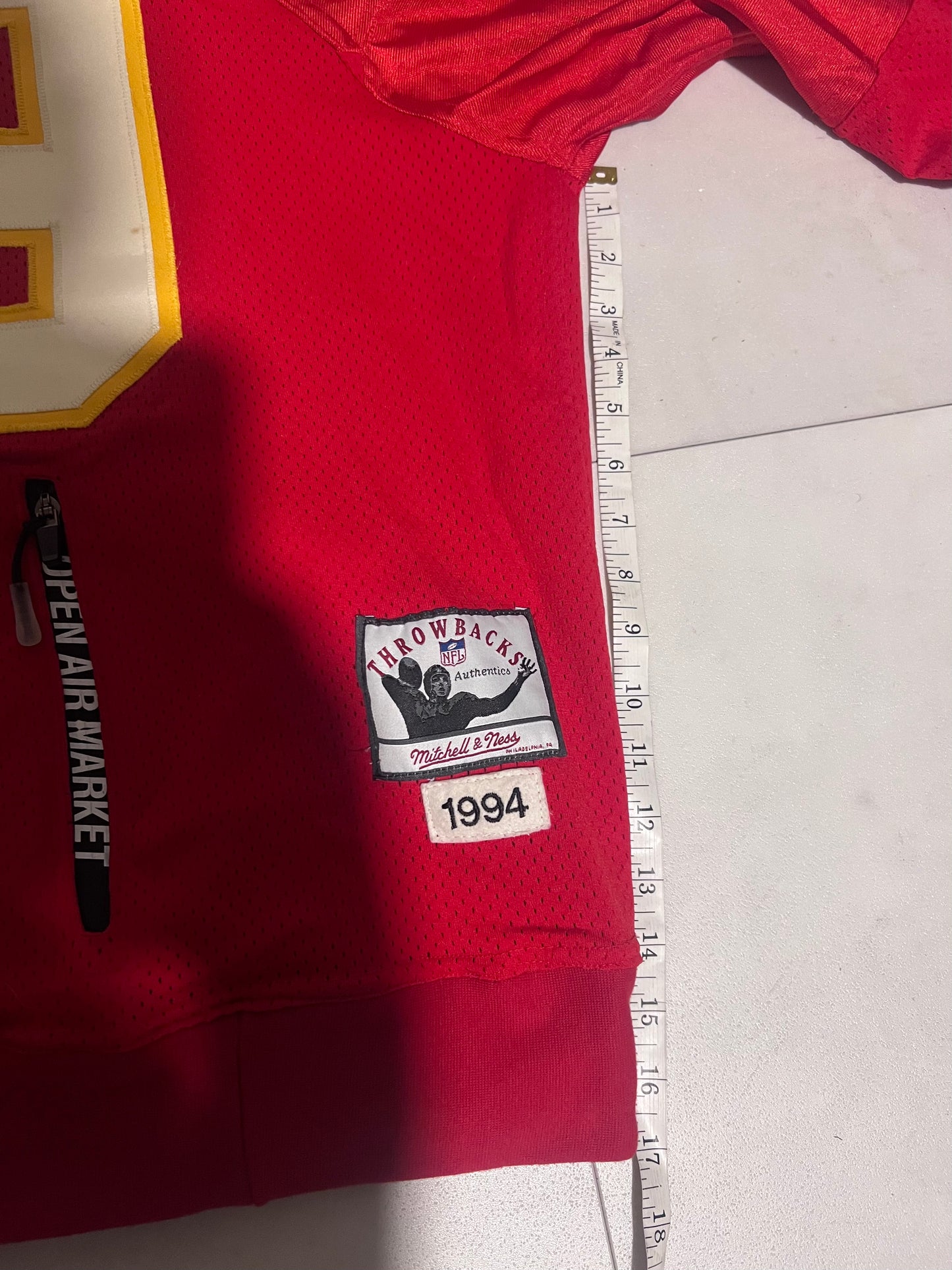 Upcycled M&N Kansas City Raglan Jacket Joe Montana size Large