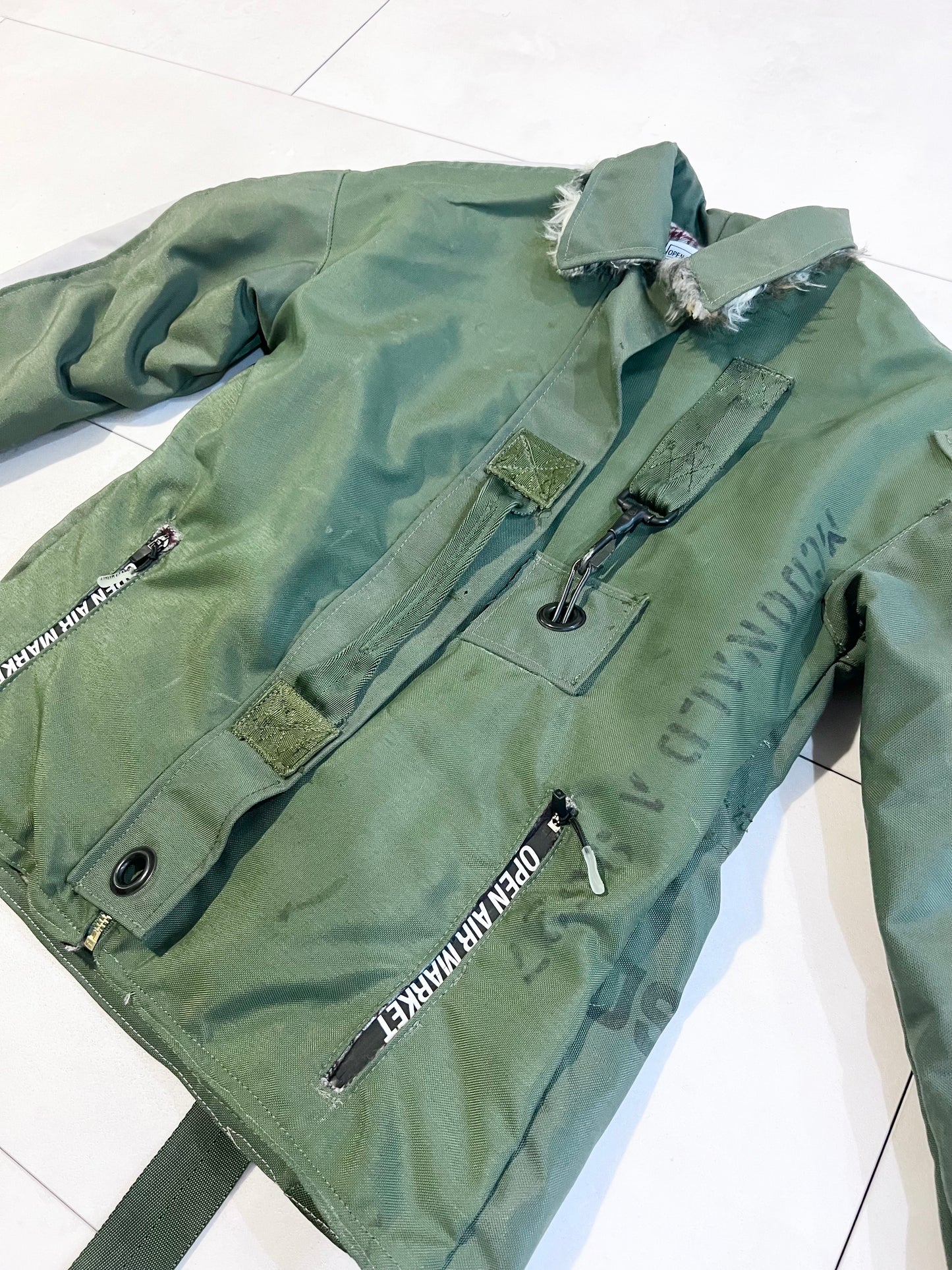 Upcyled military Duffle Work jacket size Small