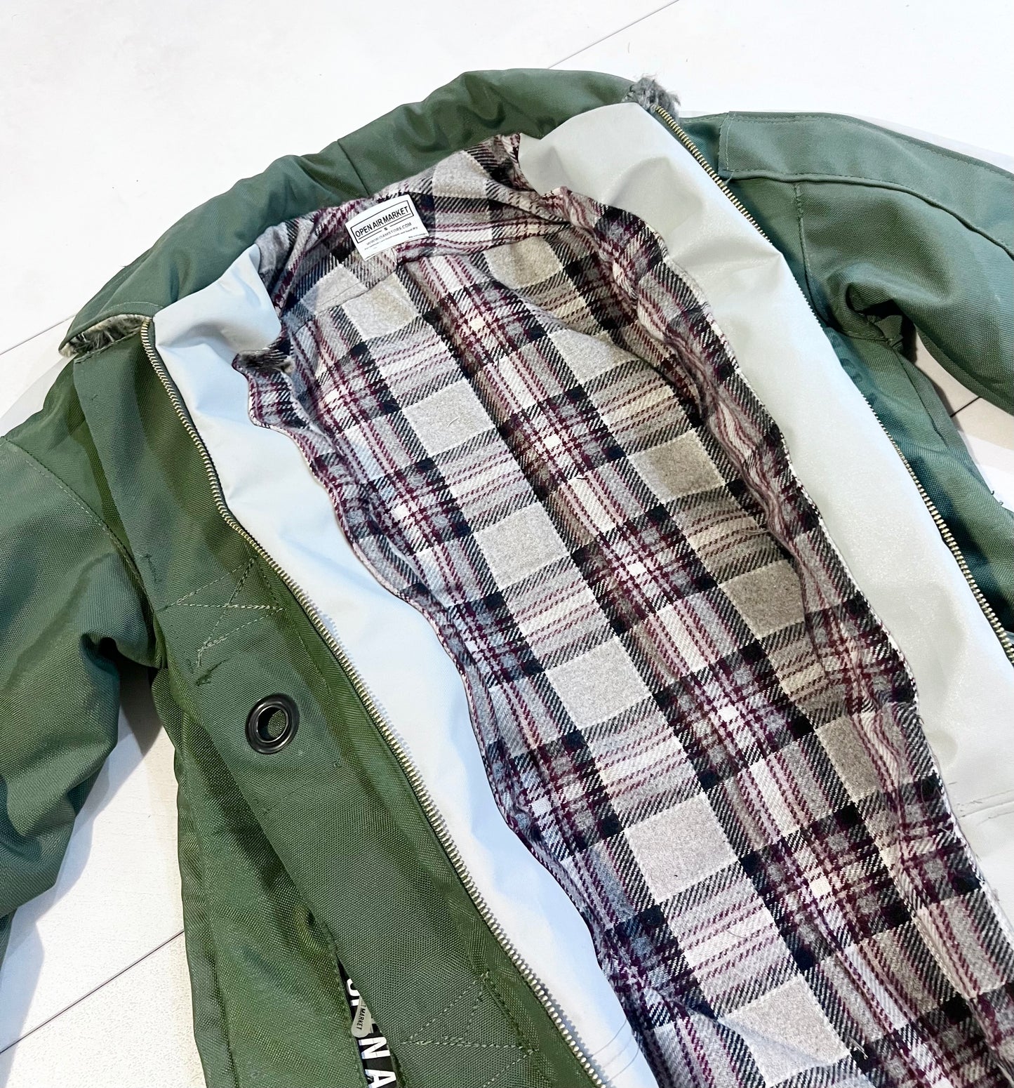 Upcyled military Duffle Work jacket size Small
