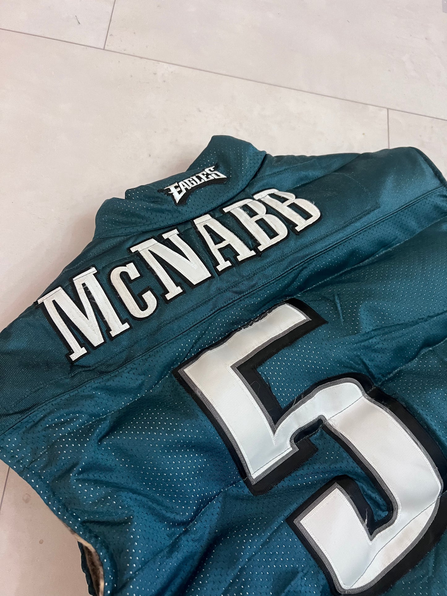 Upcycled Philadelphia Eagles jersey Puffer Vest