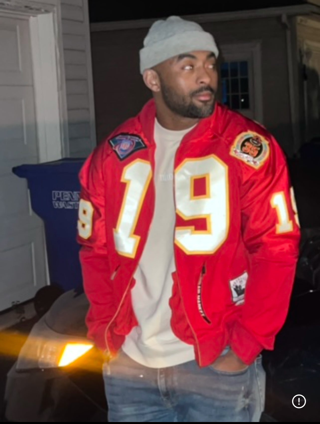 Upcycled M&N Kansas City Raglan Jacket Joe Montana size Large