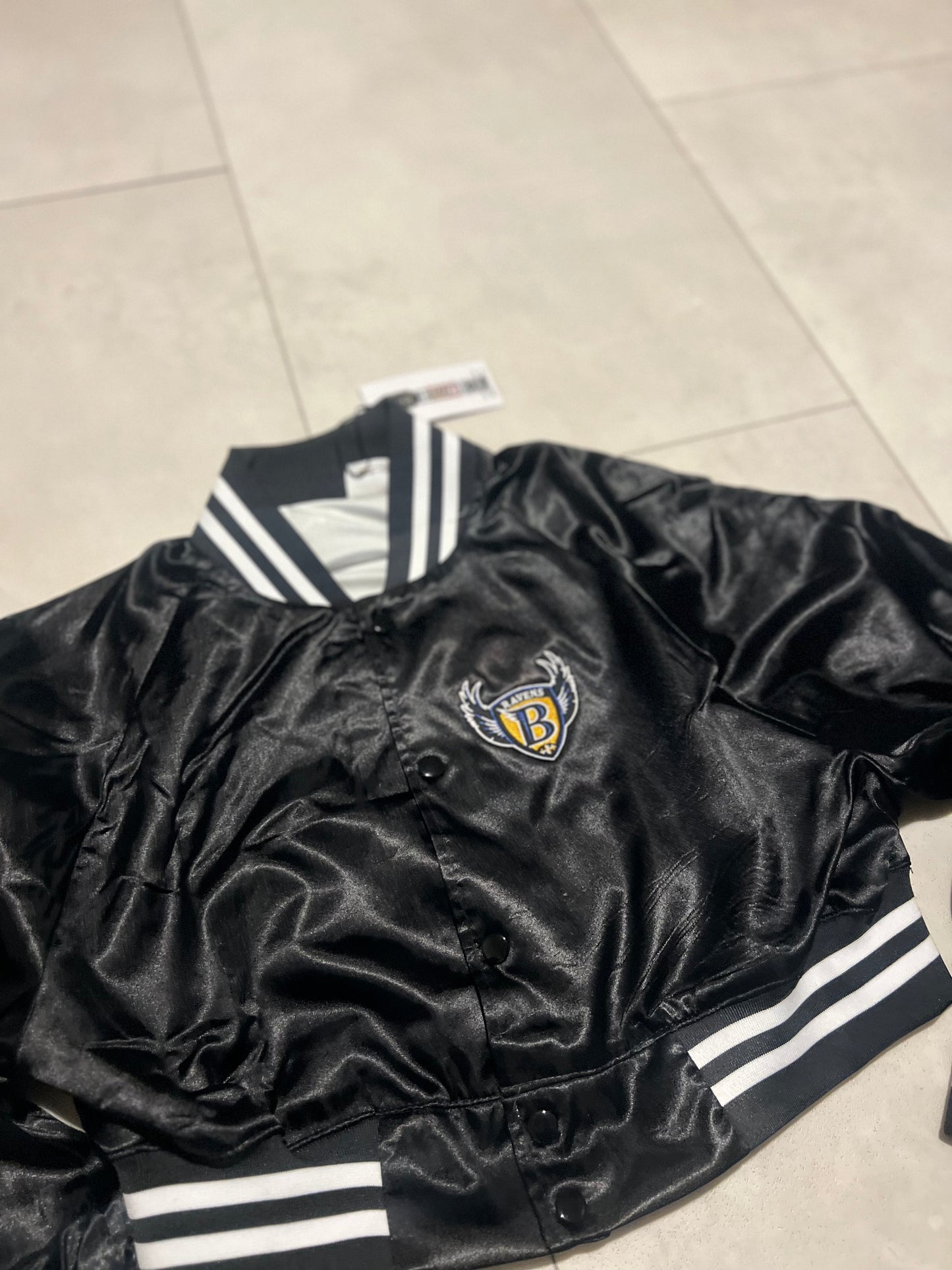 Cropped Satin Baltimore Ravens jacket
