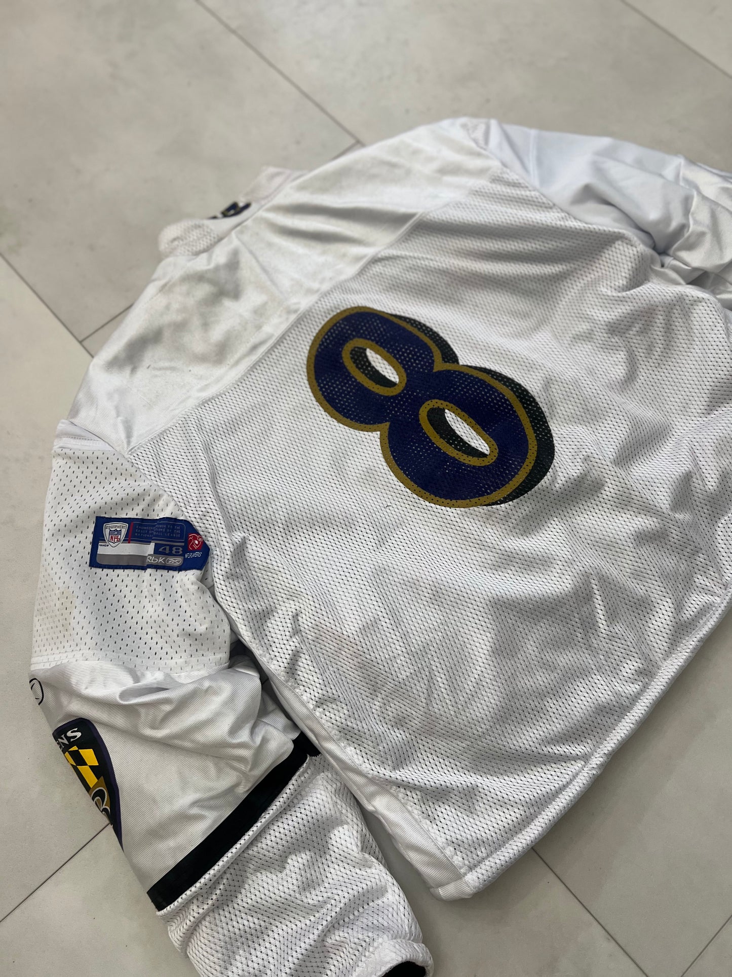 Upcycled Baltimore Ravans jersey coat size Large