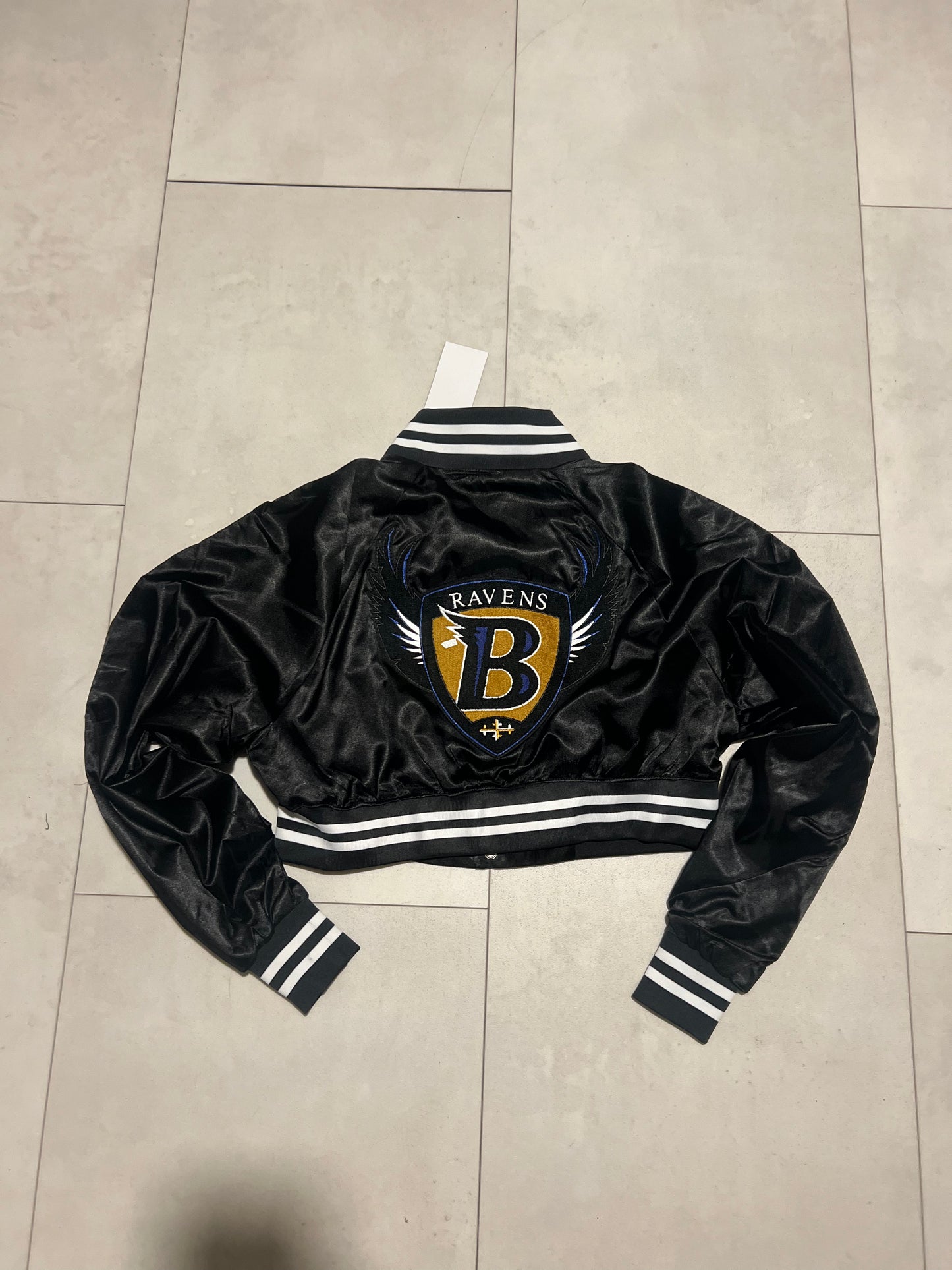 Cropped Satin Baltimore Ravens jacket