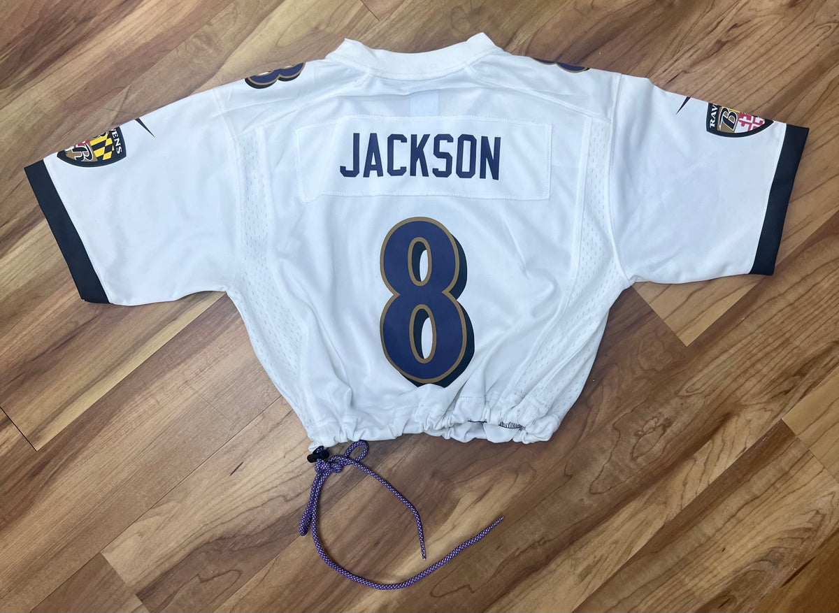Upcyled Cropped Lamar Jackson Baltimore Ravens jersey women Small