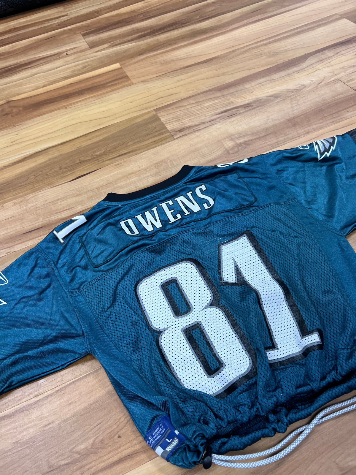 Upcyled Cropped Philadelphia Eagles Owens jersey women size small/youth large