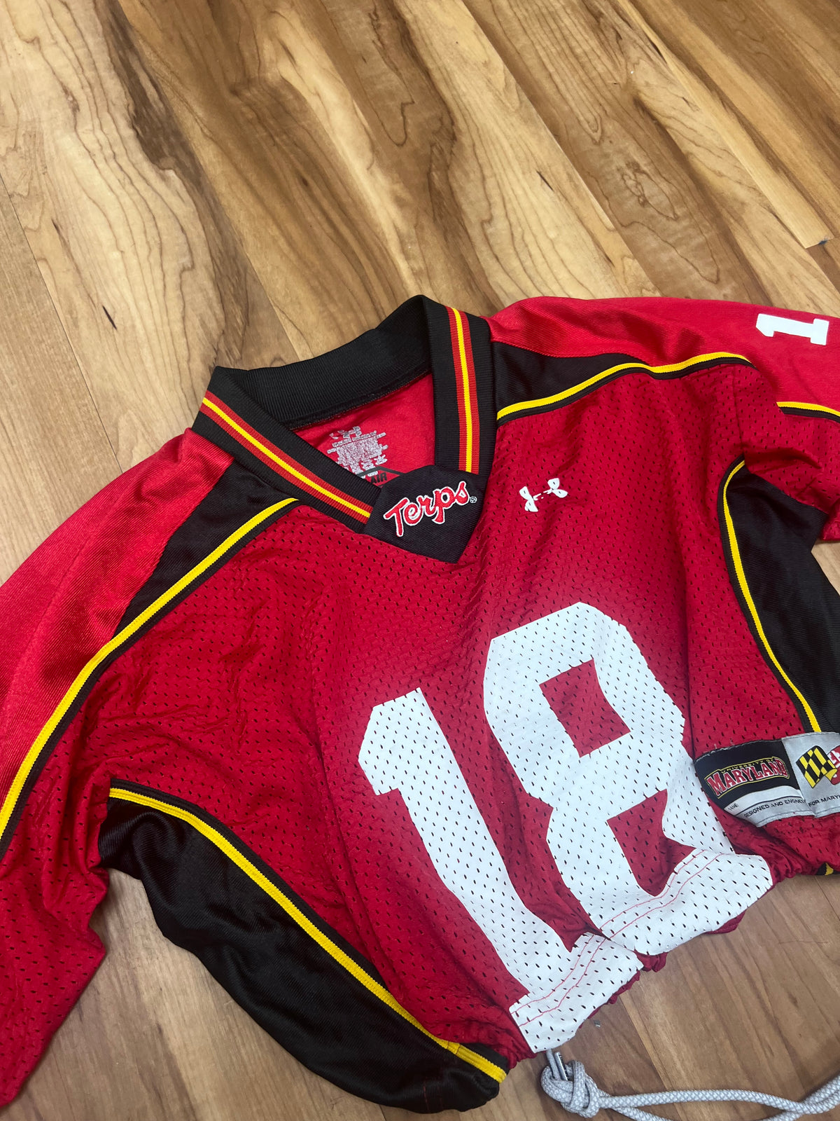 Upcyled Cropped UMD Maryland Treps jersey size medium