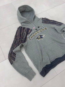 Up-cycled Baltimore hoodie with Sweater accents size Large