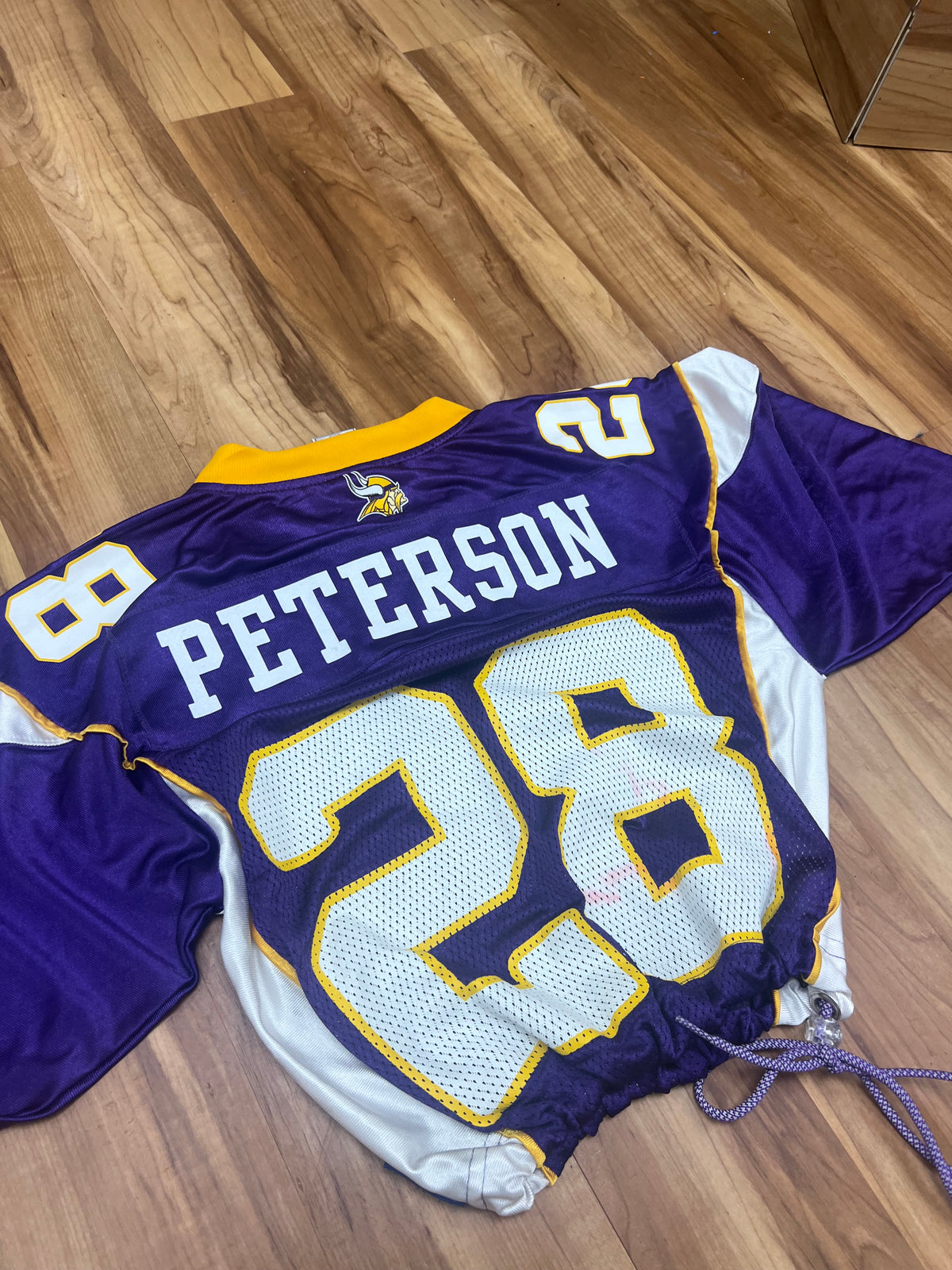 Upcyled cropped Peterson Minnesota Vikings jersey size Small (adult)