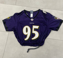 Load image into Gallery viewer, Up-cycled cropped Baltimore Ravens jersey