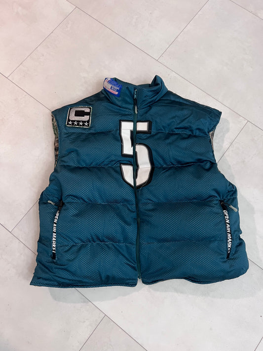 Upcycled Philadelphia Eagles jersey Puffer Vest