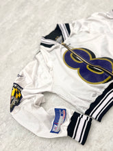 Load image into Gallery viewer, Upcycled Cropped Raglan Baltimore Ravens Jacket. Size Medium