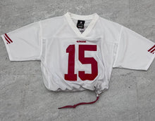 Load image into Gallery viewer, Upcyled cropped San Francisco 49ers Crabtree Jersey size medium.