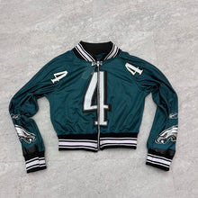 Load image into Gallery viewer, Up cycled Philadelphia Eagles Raglan cropped Jersey. Size Medium