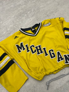 Up-cycled Cropped Michigan Wolverines hockey jersey size s/m