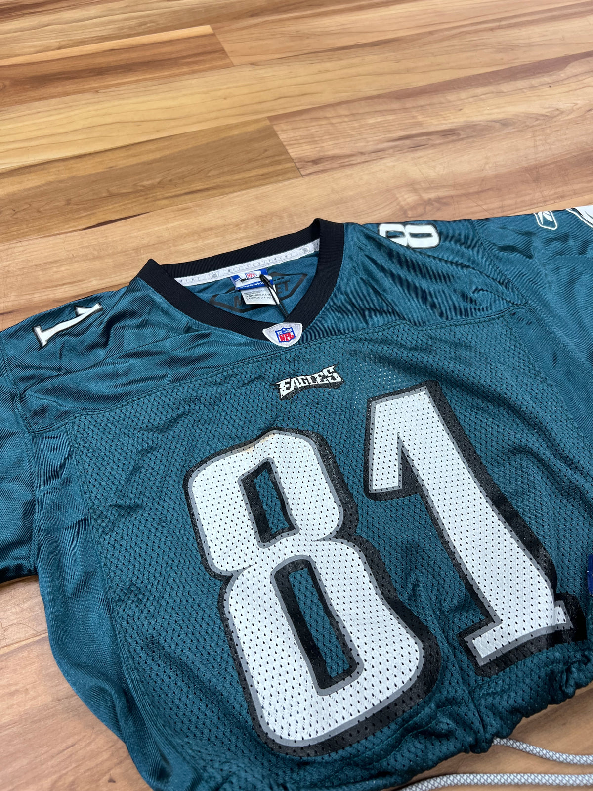 Upcyled Cropped Philadelphia Eagles Owens jersey women size small/youth large