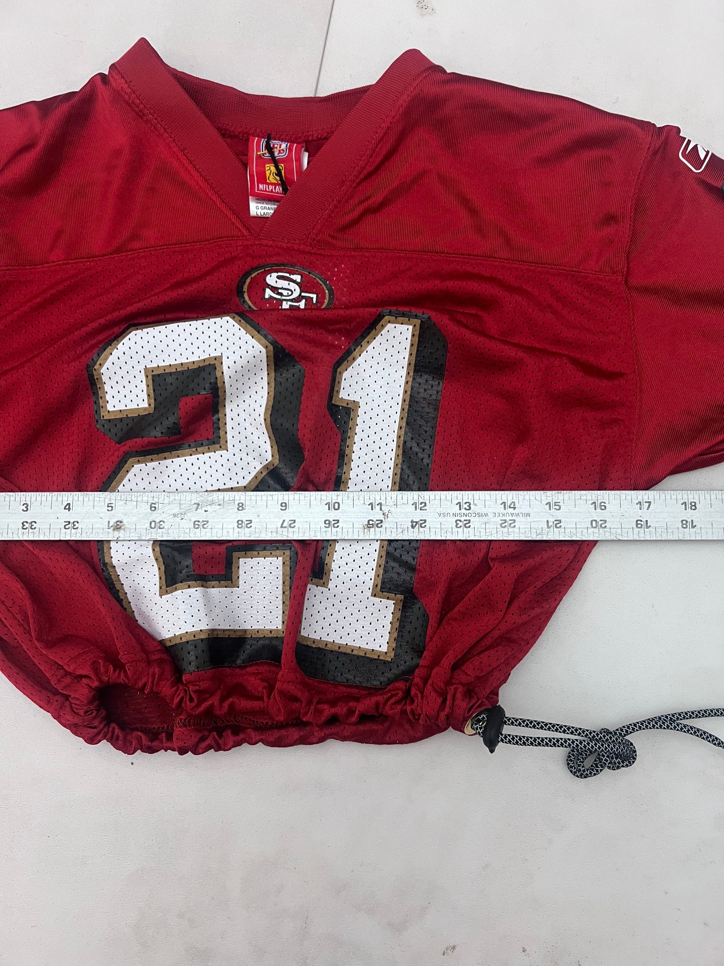 Upcyled cropped San Francisco 49ers Frank Gore Jersey size Small.