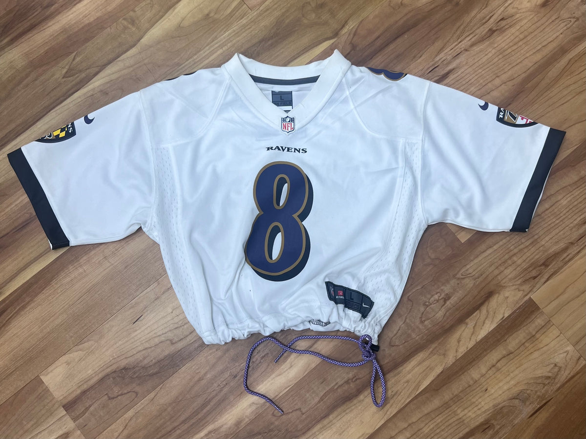 Upcyled Cropped Lamar Jackson Baltimore Ravens jersey women Small