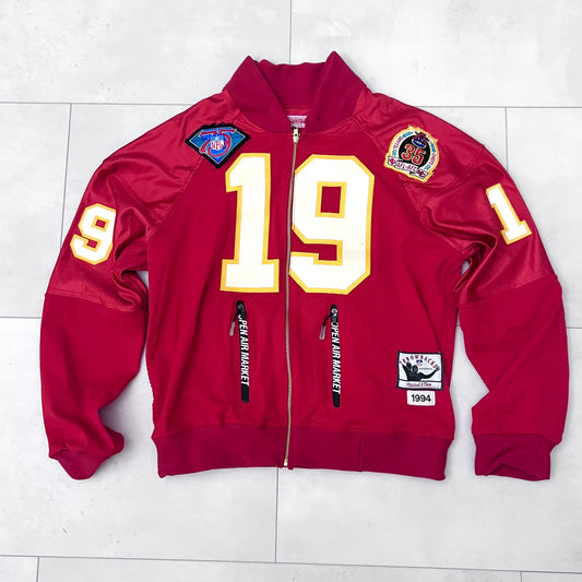 Upcycled M&N Kansas City Raglan Jacket Joe Montana size Large