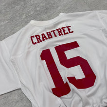 Load image into Gallery viewer, Upcyled cropped San Francisco 49ers Crabtree Jersey size medium.