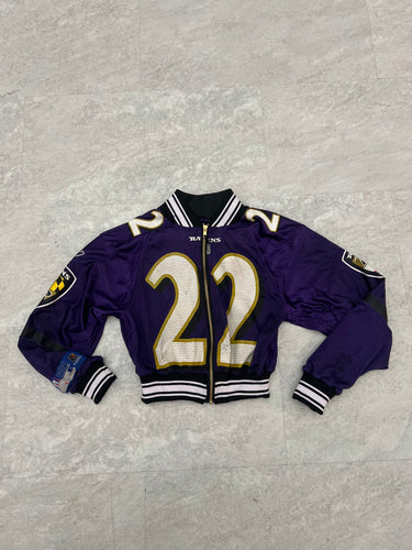 Upcyled Cropped Raglan Baltimore Ravens  Jacket size Medium