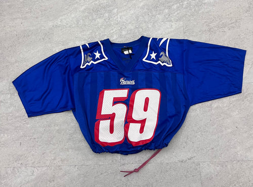 Up-cycled Vintage Cropped New England Patriots jersey size Large