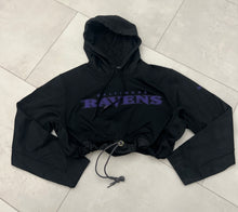 Load image into Gallery viewer, Up-cycled Cropped Baltimore Ravens pullover hoodie