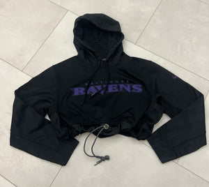 Up-cycled Cropped Baltimore Ravens pullover hoodie