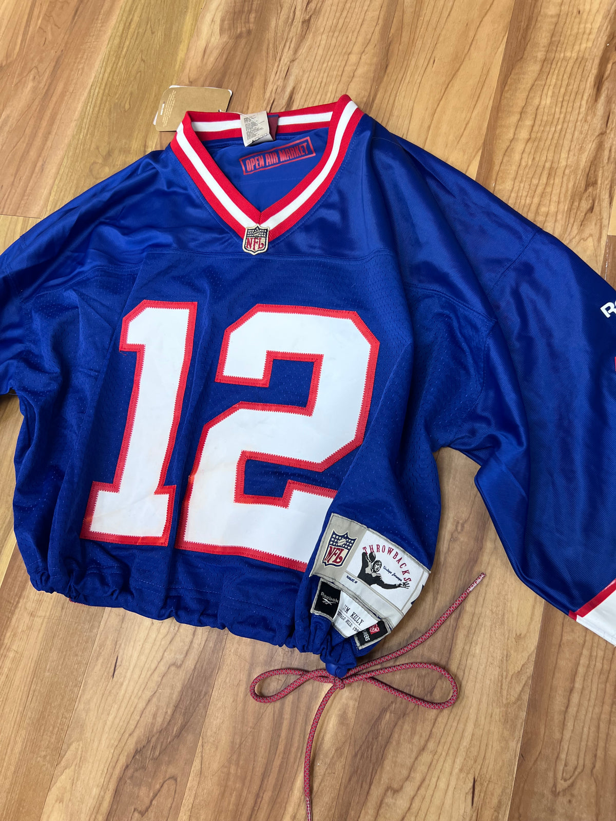 New with tags Upcyled Cropped Jim Kelly Buffalo Bills jersey Large