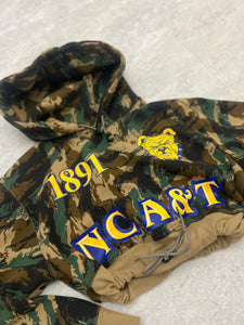 Up-cycled cropped NCA&T camo hoodie size Medium