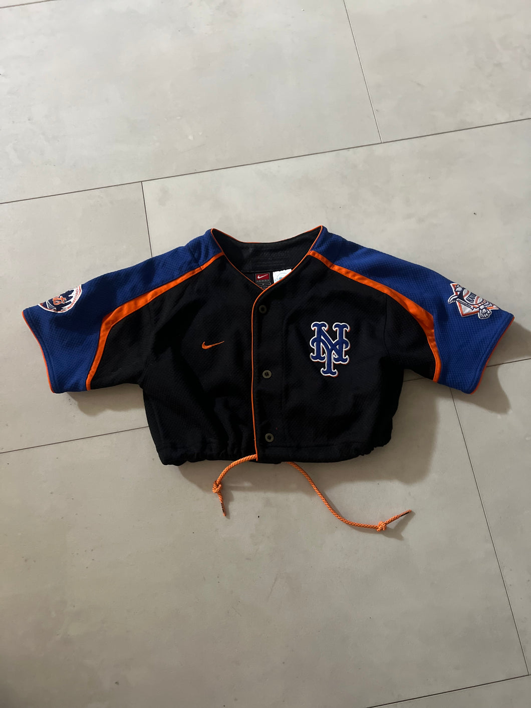 Upcycled Cropped New York Mets jersey size XS