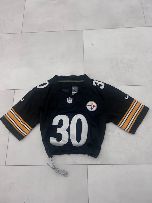 Upcyled Cropped Pittsburgh Steelers jersey size Small.