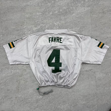 Load image into Gallery viewer, Upcycled Cropped Green Bay Packers Bret Favre Jersey size Medium.