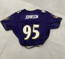 Load image into Gallery viewer, Up-cycled cropped Baltimore Ravens jersey