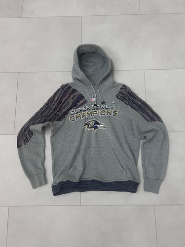 Up-cycled Baltimore hoodie with Sweater accents size Large