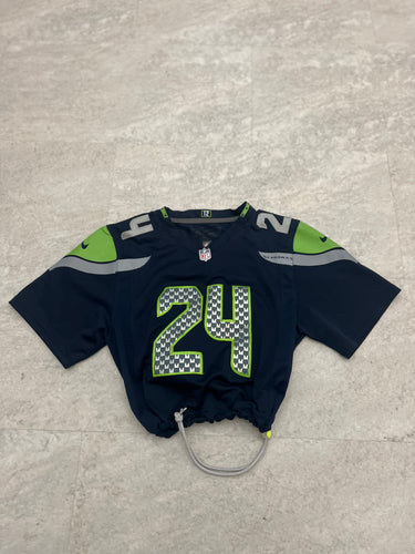 Up-cycled Cropped Seattle Seahawks Marshawn Lynch jersey size small