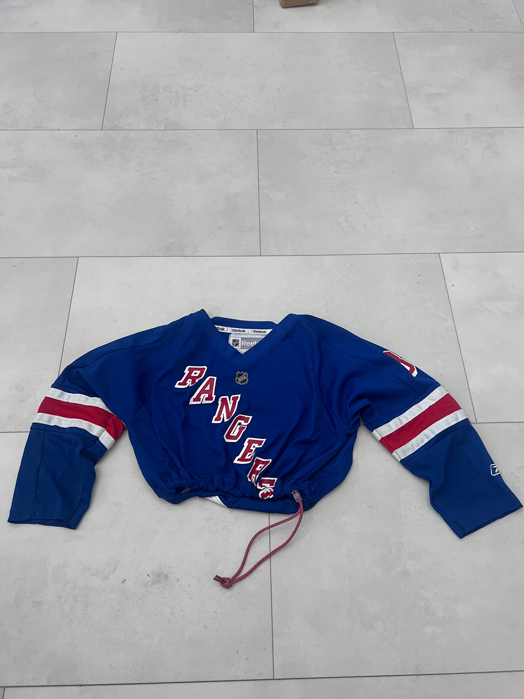 Upcyled Cropped New York Rangers hockey jersey size Medium