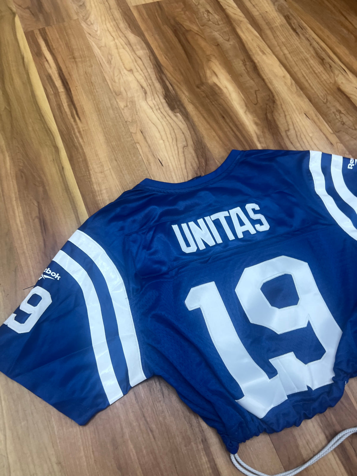 Upcyled Cropped Johnny Unitas Indianapolis Colts jersey size Large