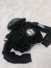 Load image into Gallery viewer, Up-cycled Cropped Brooklyn Nets Pro Standard Hoodie size Large