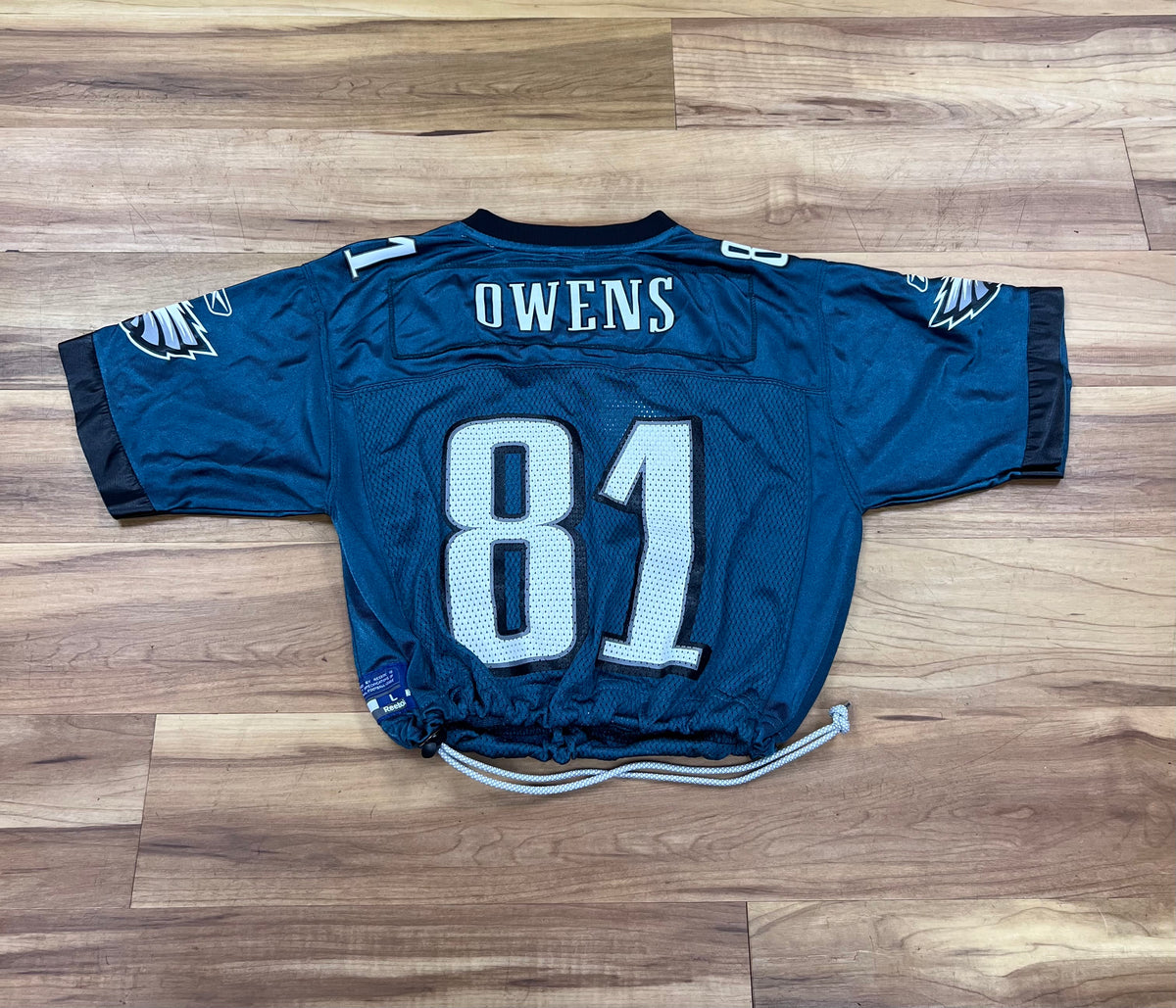 Upcyled Cropped Philadelphia Eagles Owens jersey women size small/youth large