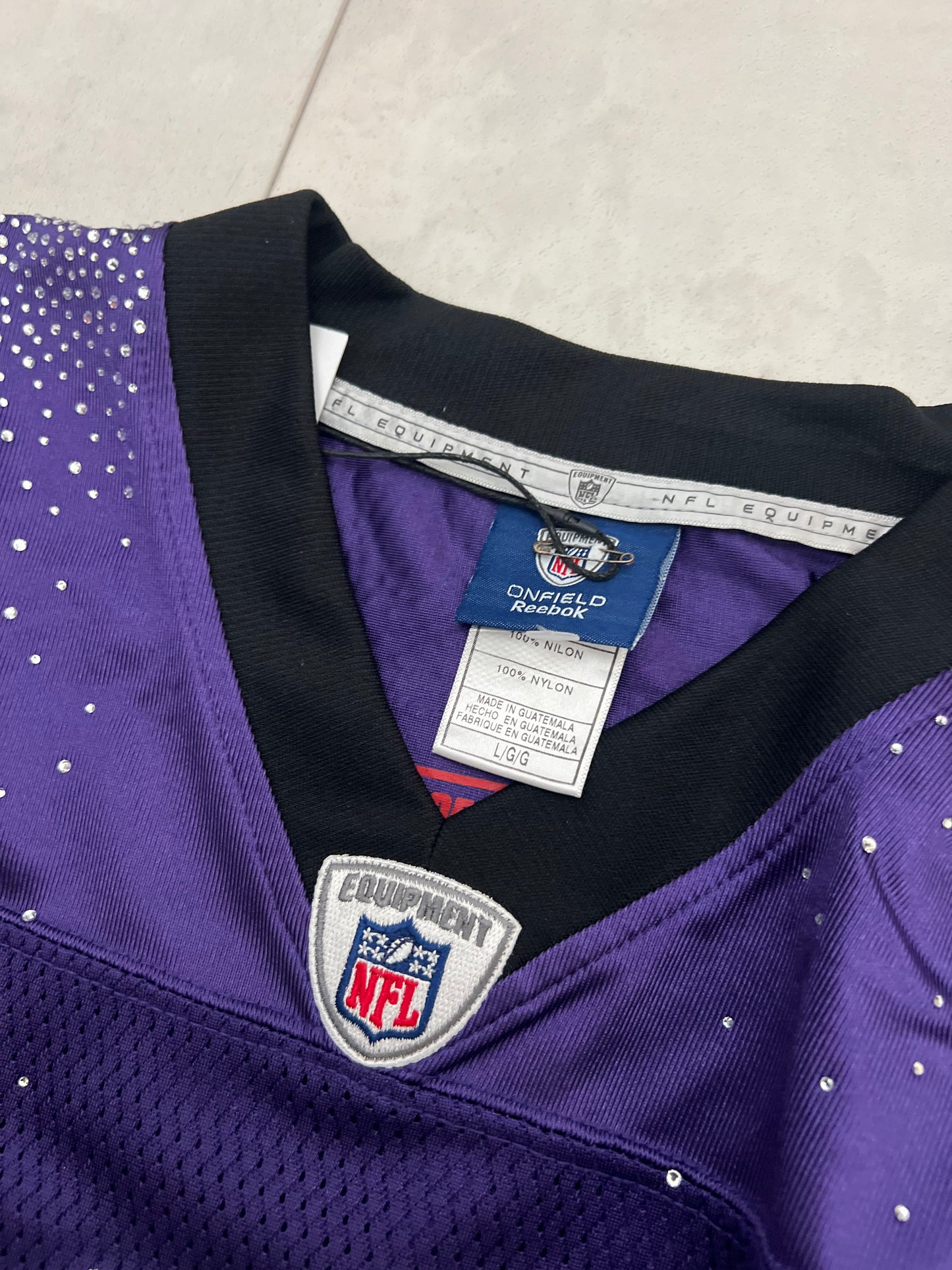 Rhinestone studded cropped Baltimore Ravens jersey