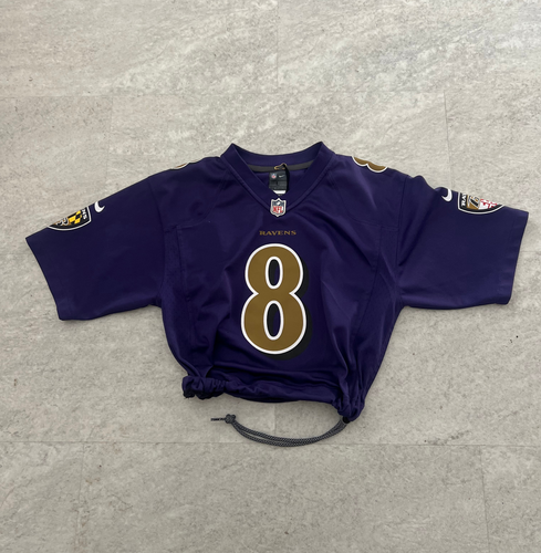 Up-cycled Cropped Baltimore Ravens Lamar Jackson jersey size small