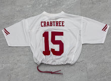 Load image into Gallery viewer, Upcyled cropped San Francisco 49ers Crabtree Jersey size medium.