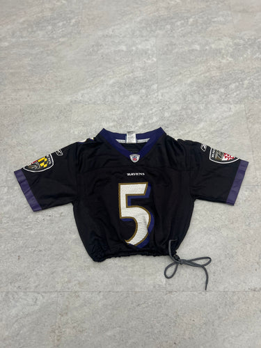 Up-cycled Cropped Baltimore Ravens Football jersey size Extra Small