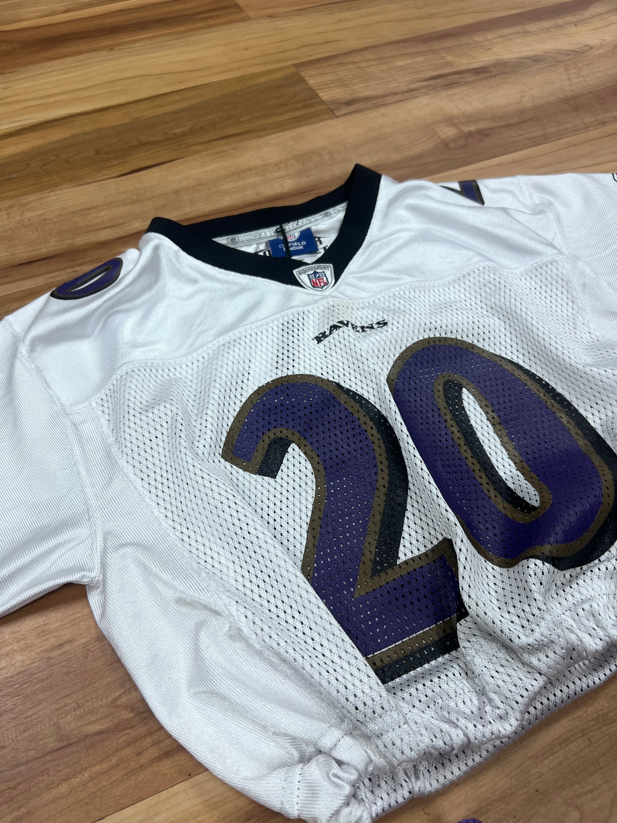 Upcyled Cropped Baltimore Ravens Ed Reed jersey size women small/youth Large