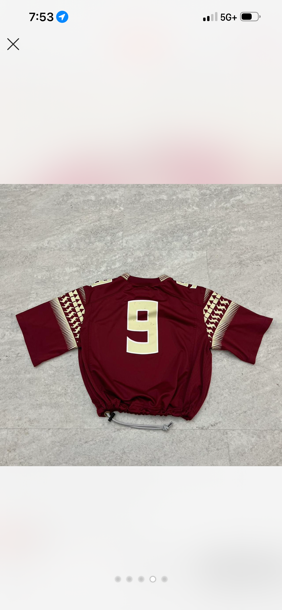 FSU upcycled cropped jersey size