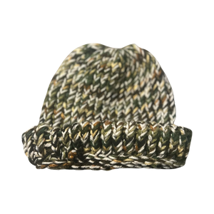 Camo Hand knitted acrylic beanie w/ Reflective accents