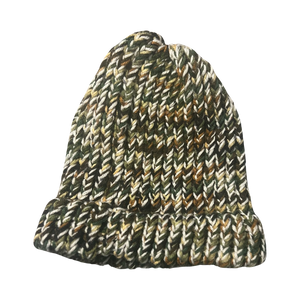 Camo Hand knitted acrylic beanie w/ Reflective accents