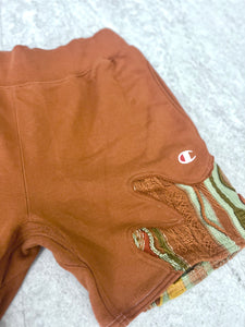 Champion shorts with “Coogi” style sweater accents